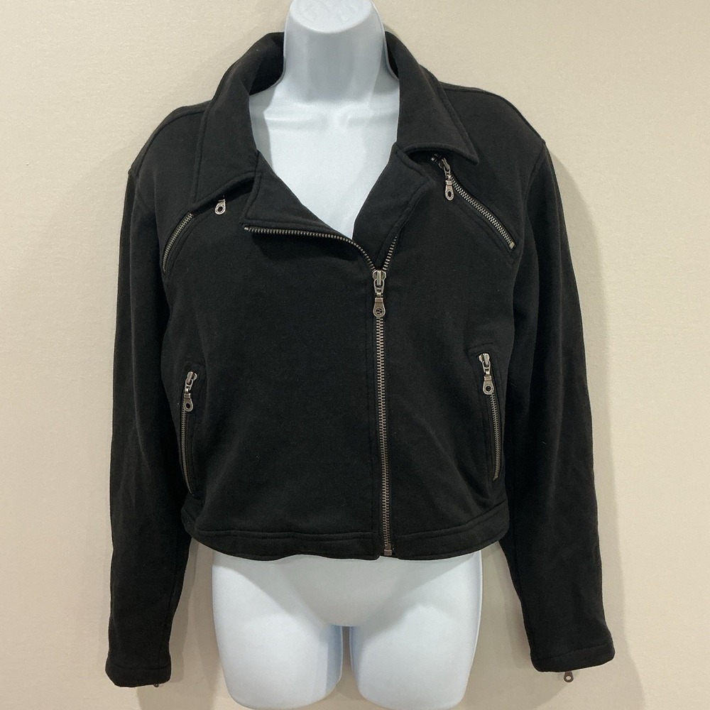 Harley Davidson Womens Moto Jacket Black Full Zip Jacket Embroidered Logo Size M